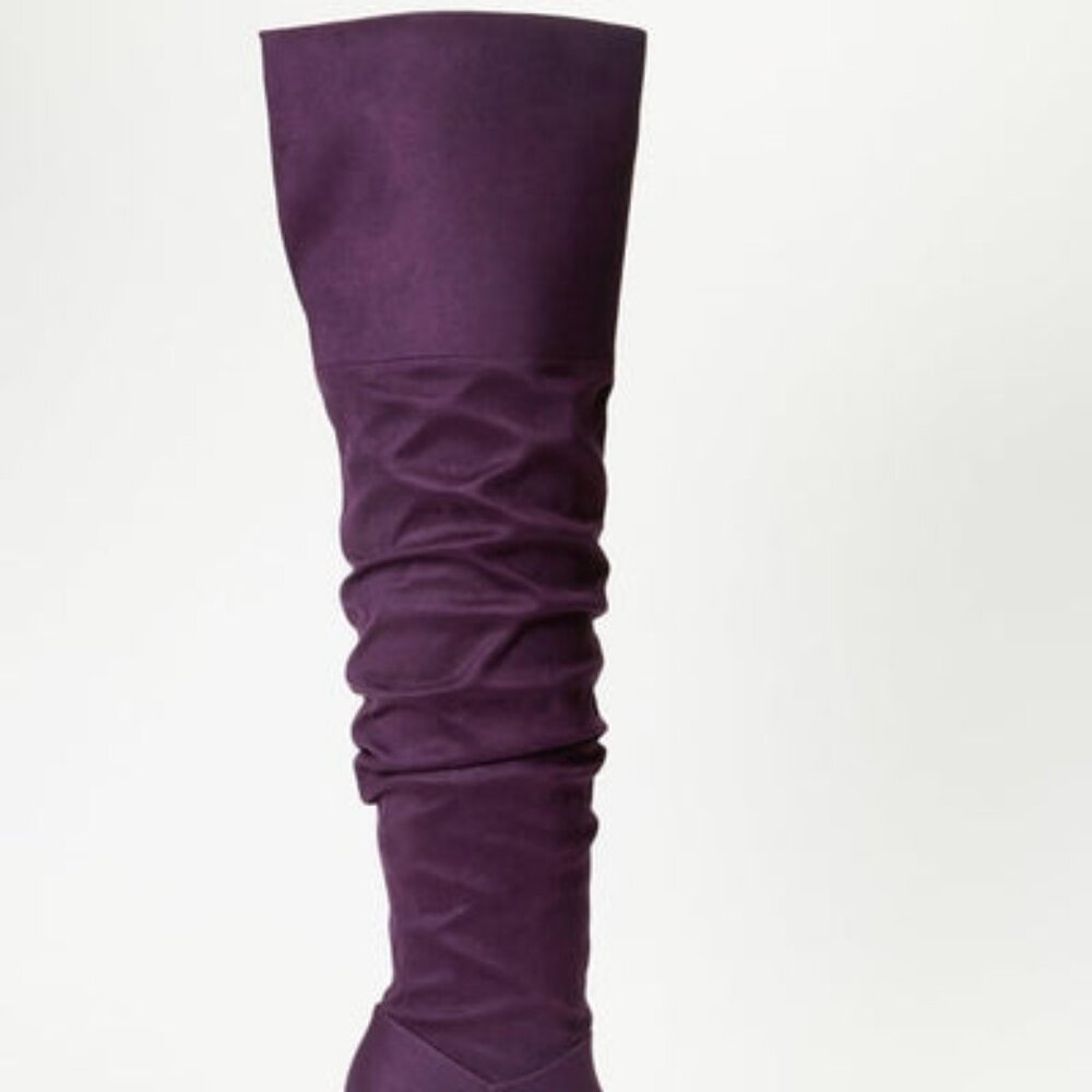 SHOEDAZZLE OVER THE KNEE SLOUCHY BOOTS FAUX SUEDE INNER ZIP TRUE TO SIZE - Picture 8 of 8